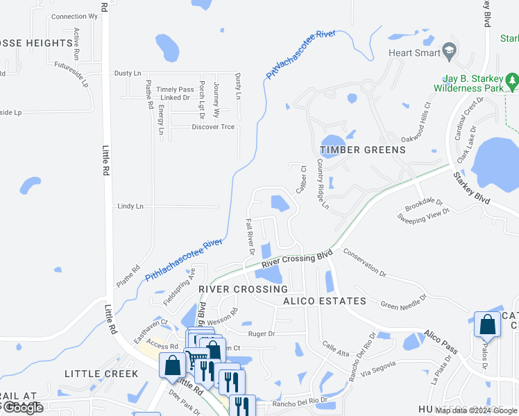 map of restaurants, bars, coffee shops, grocery stores, and more near 9040 Sharps Court in New Port Richey