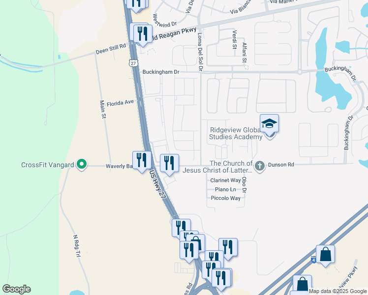 map of restaurants, bars, coffee shops, grocery stores, and more near 1001-1061 Waverly Barn Road 4 in Davenport