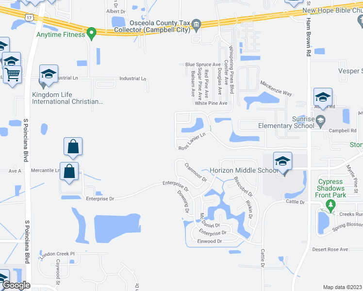 map of restaurants, bars, coffee shops, grocery stores, and more near 4621 Ross Lanier Lane in Kissimmee