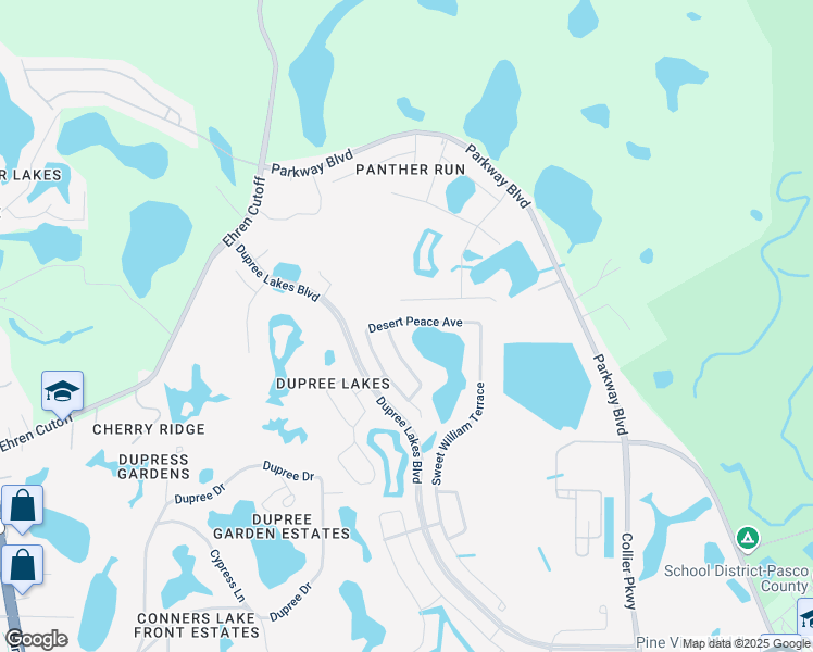 map of restaurants, bars, coffee shops, grocery stores, and more near 6218 Desert Peace Avenue in Land O' Lakes