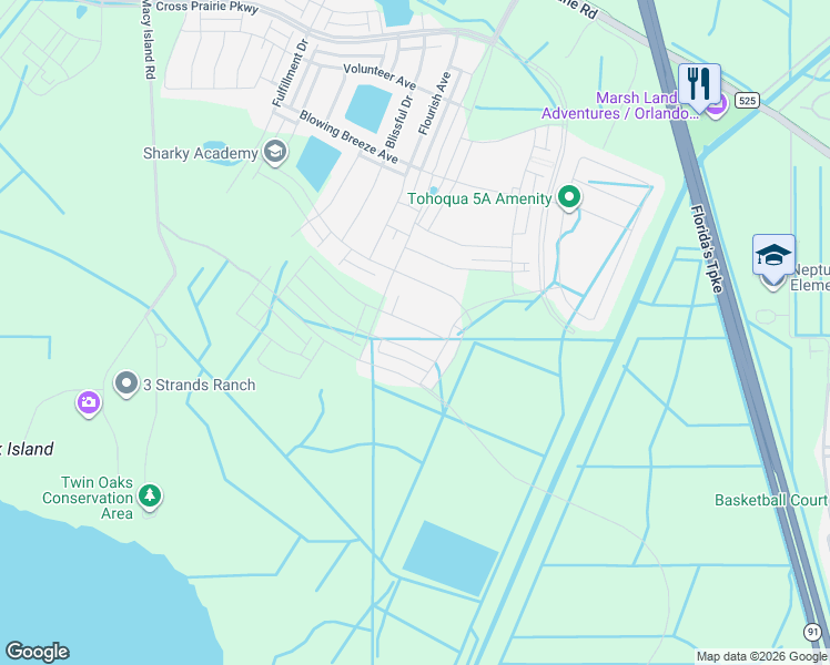 map of restaurants, bars, coffee shops, grocery stores, and more near Flourish Avenue in Kissimmee