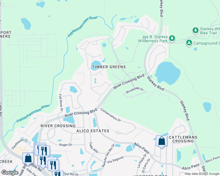 map of restaurants, bars, coffee shops, grocery stores, and more near 6008 Country Ridge Lane in New Port Richey