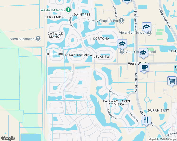 map of restaurants, bars, coffee shops, grocery stores, and more near 6148 Van Ness Drive in Melbourne