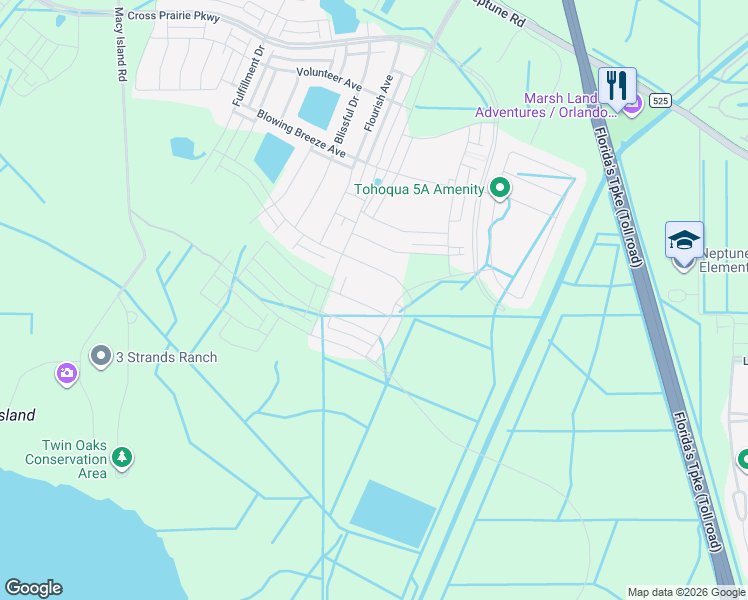 map of restaurants, bars, coffee shops, grocery stores, and more near Flourish Avenue in Kissimmee