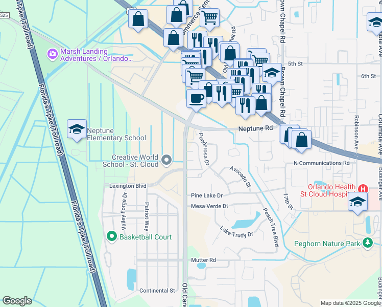 map of restaurants, bars, coffee shops, grocery stores, and more near 4737 Essex Court in Saint Cloud