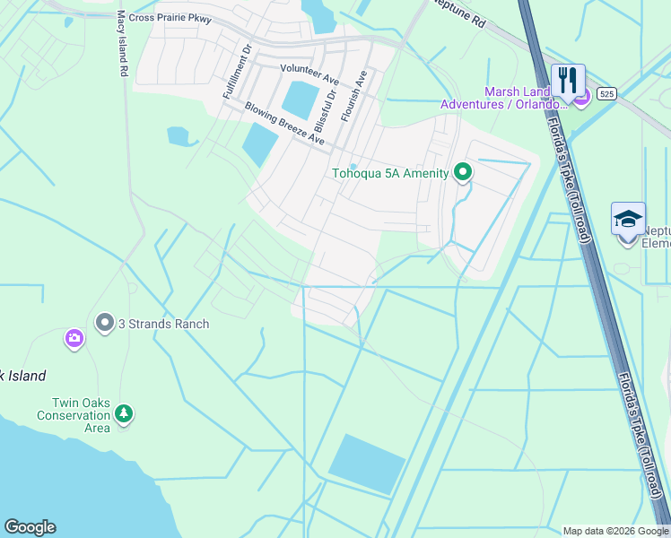 map of restaurants, bars, coffee shops, grocery stores, and more near Flourish Avenue in Kissimmee