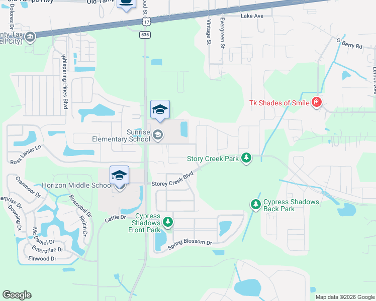 map of restaurants, bars, coffee shops, grocery stores, and more near 4430 Campbell Road in Kissimmee