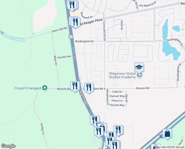 map of restaurants, bars, coffee shops, grocery stores, and more near 1001-1061 Waverly Barn Road 4 in Davenport