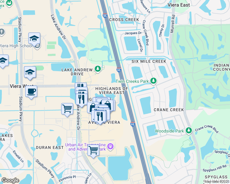 map of restaurants, bars, coffee shops, grocery stores, and more near 6456 Dimoda Lane in Melbourne