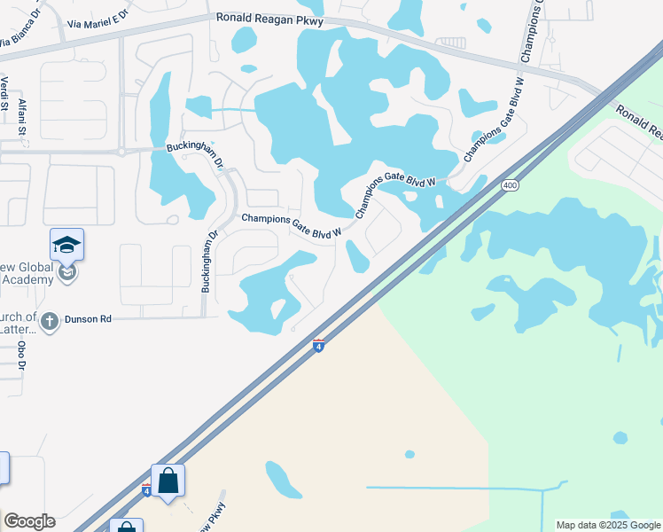 map of restaurants, bars, coffee shops, grocery stores, and more near Florida 400 in Davenport