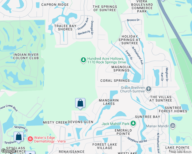 map of restaurants, bars, coffee shops, grocery stores, and more near 1060 Rock Springs Drive in Melbourne