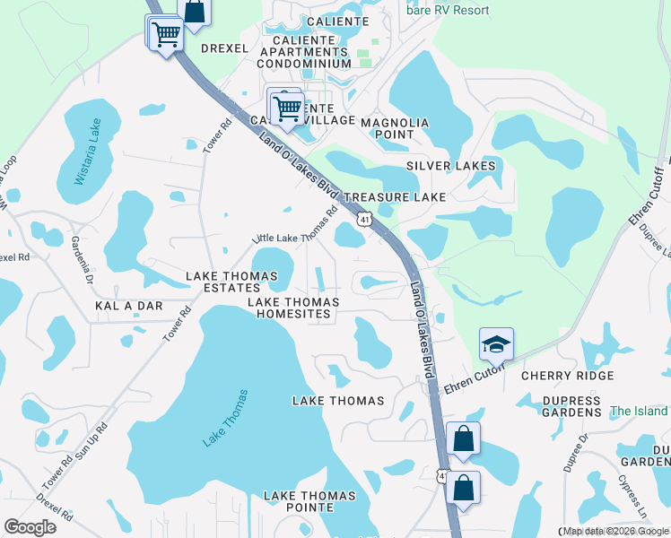 map of restaurants, bars, coffee shops, grocery stores, and more near 21330 Lake Bambi Circle in Land O' Lakes