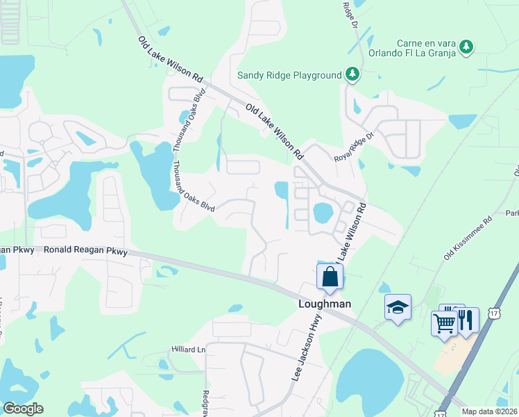 map of restaurants, bars, coffee shops, grocery stores, and more near 107 Quiet Oak Court in Davenport