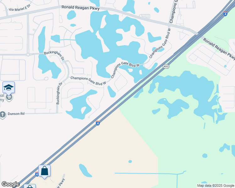 map of restaurants, bars, coffee shops, grocery stores, and more near 266 Captiva Drive in Davenport