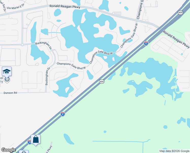 map of restaurants, bars, coffee shops, grocery stores, and more near 266 Captiva Drive in Davenport