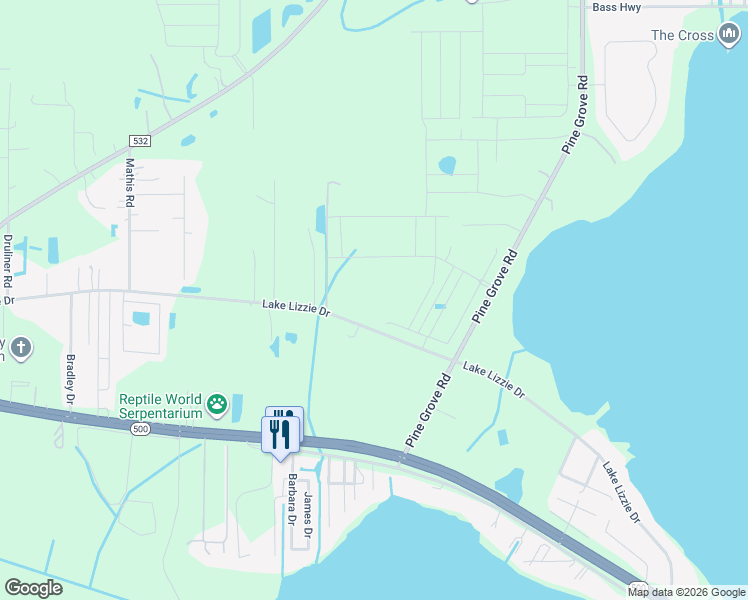 map of restaurants, bars, coffee shops, grocery stores, and more near 5875 Lake Lizzie Drive in Saint Cloud