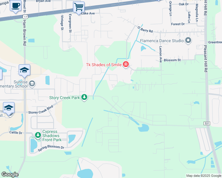 map of restaurants, bars, coffee shops, grocery stores, and more near 4190 Citrus Street in Kissimmee