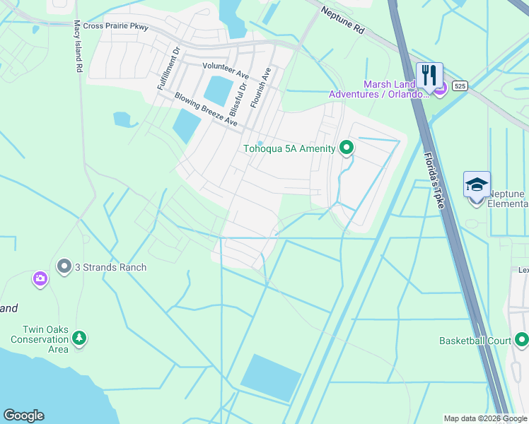 map of restaurants, bars, coffee shops, grocery stores, and more near 2730 Neptune Road in Kissimmee