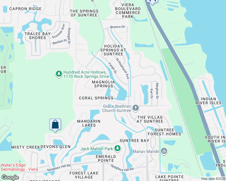 map of restaurants, bars, coffee shops, grocery stores, and more near 1730 Wekiva Drive in Melbourne