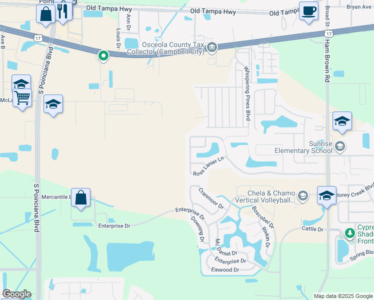 map of restaurants, bars, coffee shops, grocery stores, and more near 4654 Ross Lanier Lane in Kissimmee