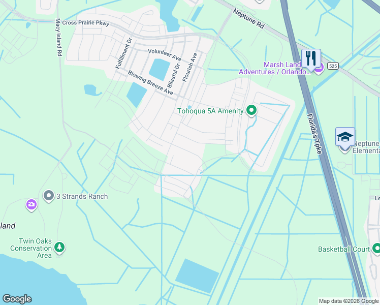 map of restaurants, bars, coffee shops, grocery stores, and more near 2730 Neptune Road in Kissimmee
