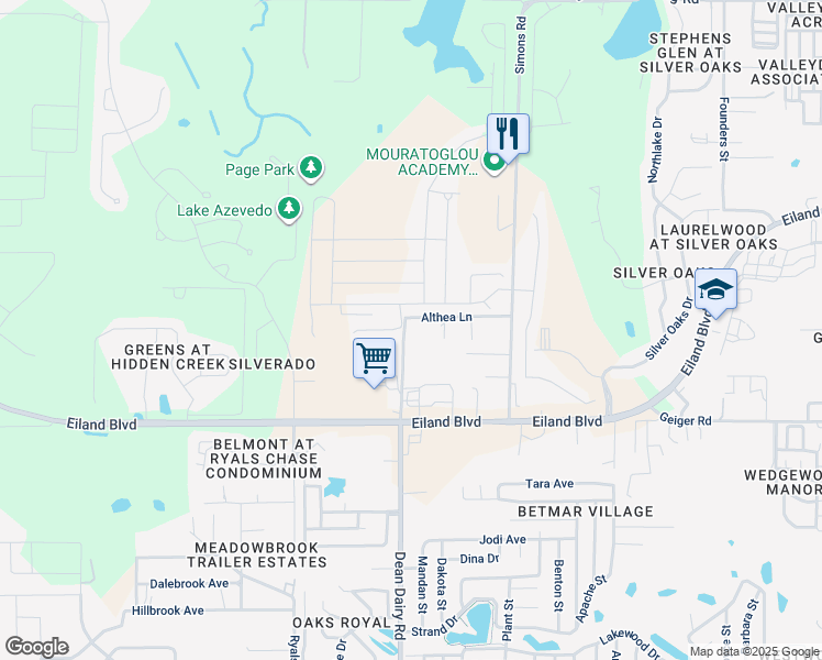map of restaurants, bars, coffee shops, grocery stores, and more near 36506 Althea Lane in Zephyrhills