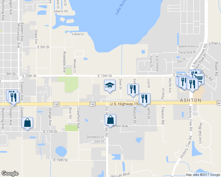 map of restaurants, bars, coffee shops, grocery stores, and more near 1151 Old Hickory Tree Road in St. Cloud