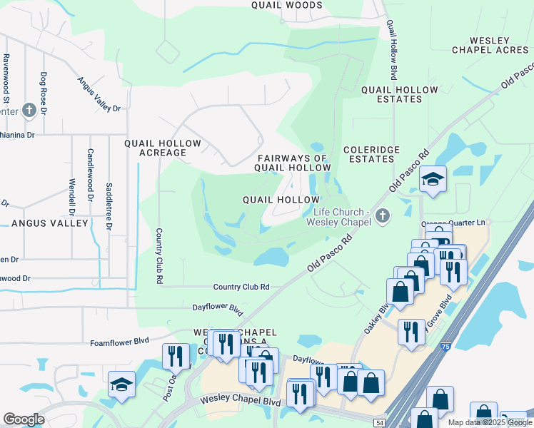 map of restaurants, bars, coffee shops, grocery stores, and more near 6231 Gentle Ben Circle in Zephyrhills