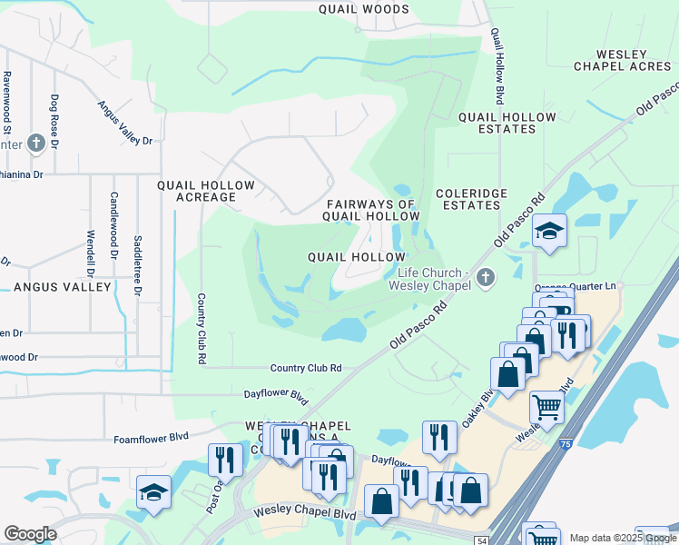 map of restaurants, bars, coffee shops, grocery stores, and more near 6231 Gentle Ben Circle in Zephyrhills
