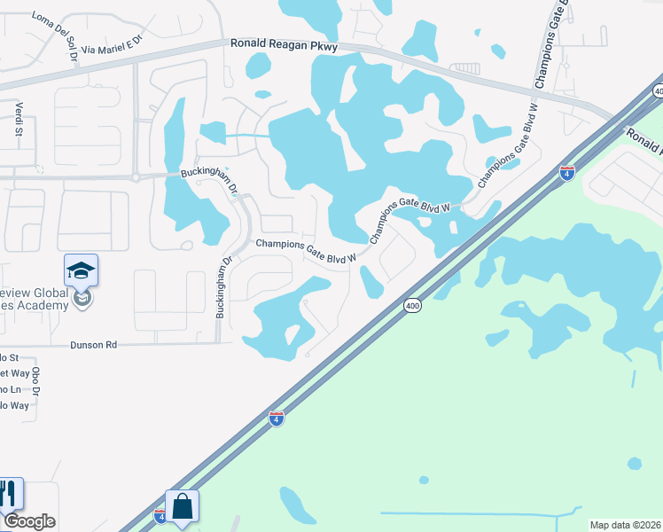 map of restaurants, bars, coffee shops, grocery stores, and more near 202 Captiva Drive in Davenport