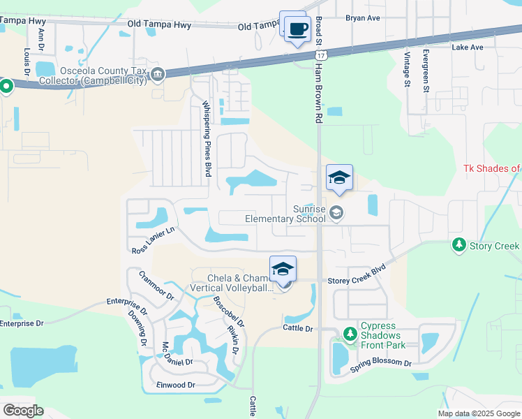 map of restaurants, bars, coffee shops, grocery stores, and more near 1966 Kimlyn Circle in Kissimmee