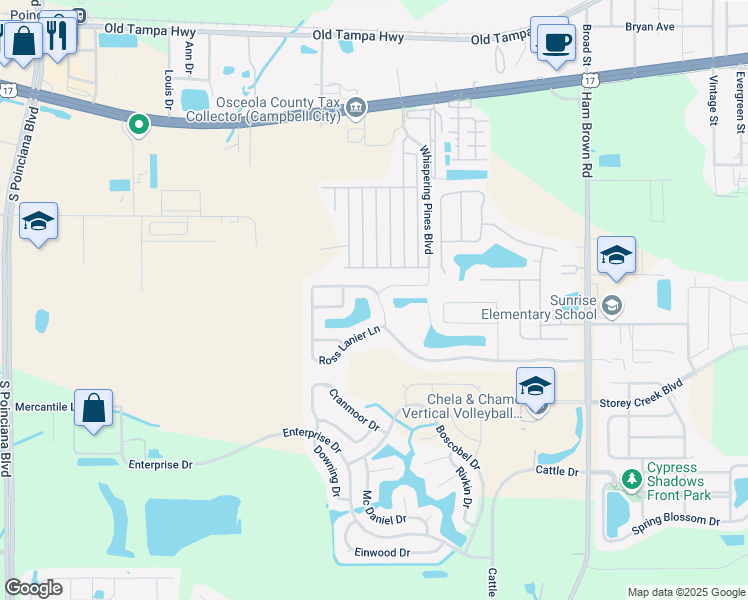 map of restaurants, bars, coffee shops, grocery stores, and more near 4712 Ross Lanier Lane in Kissimmee
