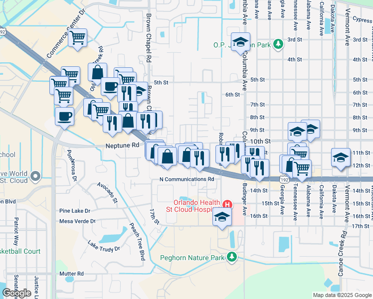 map of restaurants, bars, coffee shops, grocery stores, and more near 1012 Maple Avenue in St. Cloud