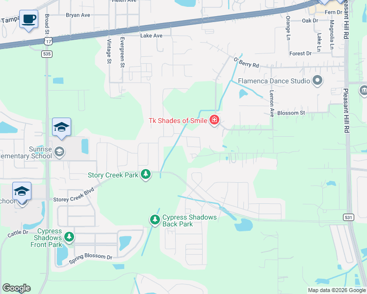 map of restaurants, bars, coffee shops, grocery stores, and more near 4190 Citrus Street in Kissimmee