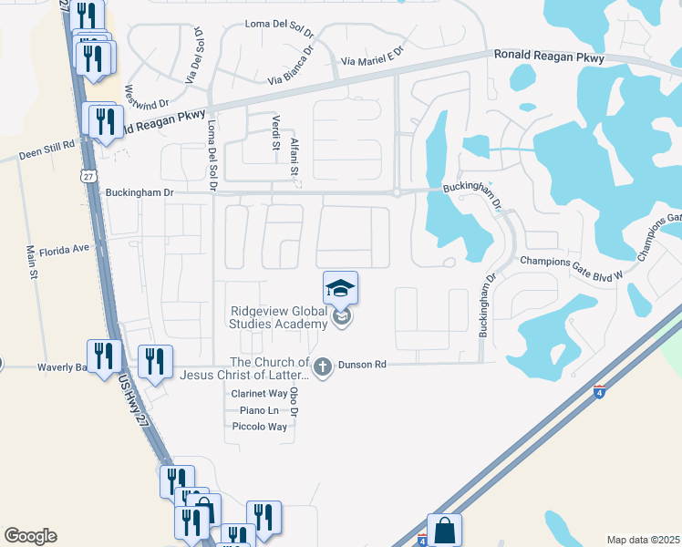 map of restaurants, bars, coffee shops, grocery stores, and more near 477 Knightsbridge Circle in Davenport
