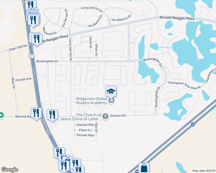 map of restaurants, bars, coffee shops, grocery stores, and more near 477 Knightsbridge Circle in Davenport
