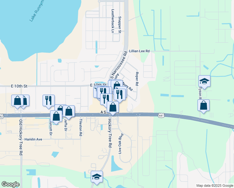 map of restaurants, bars, coffee shops, grocery stores, and more near 1925 South Narcoossee Road in St. Cloud