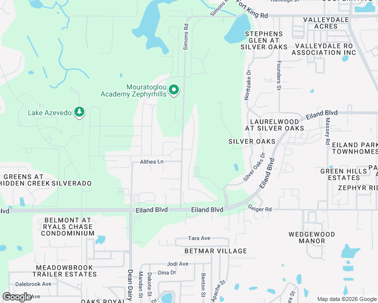 map of restaurants, bars, coffee shops, grocery stores, and more near 6334 Bradford Woods Drive in Zephyrhills
