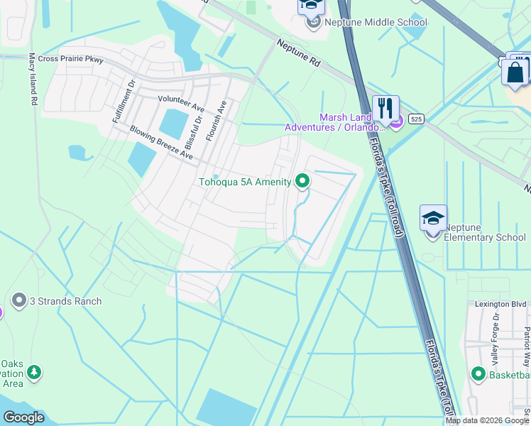 map of restaurants, bars, coffee shops, grocery stores, and more near 2730 Neptune Road in Kissimmee