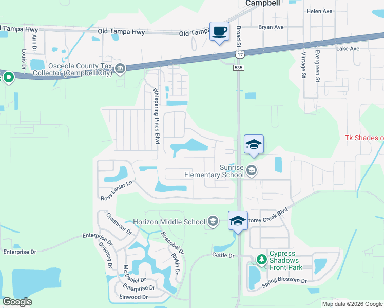 map of restaurants, bars, coffee shops, grocery stores, and more near 4617 Cabalerro Trail in Kissimmee