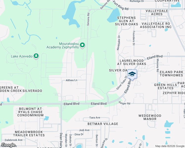 map of restaurants, bars, coffee shops, grocery stores, and more near 6334 Bradford Woods Drive in Zephyrhills