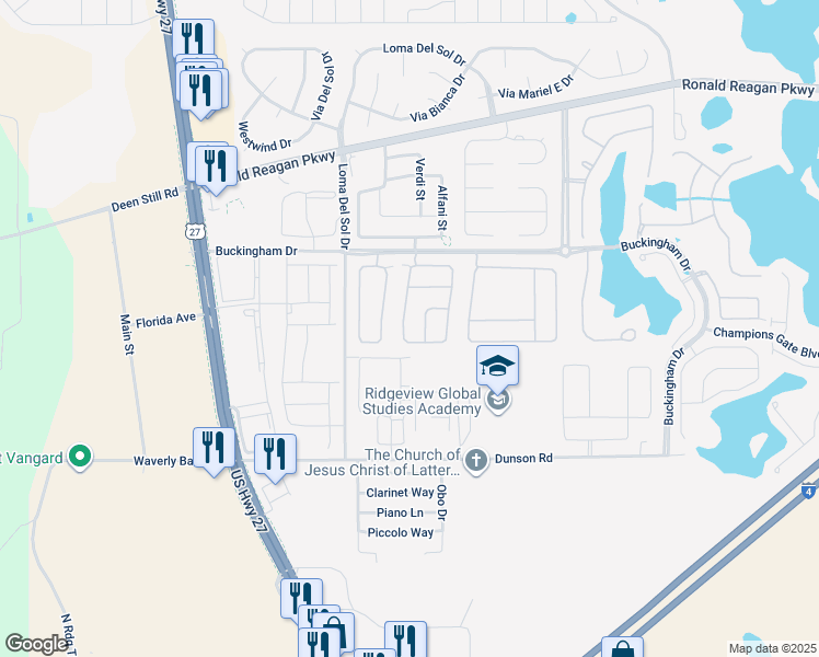 map of restaurants, bars, coffee shops, grocery stores, and more near 150 Richmond Drive in Davenport