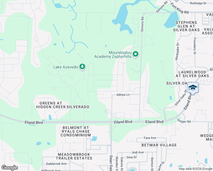 map of restaurants, bars, coffee shops, grocery stores, and more near 36506 Althea Lane in Zephyrhills