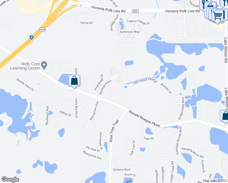 map of restaurants, bars, coffee shops, grocery stores, and more near 154 Sand Ridge Drive in Davenport