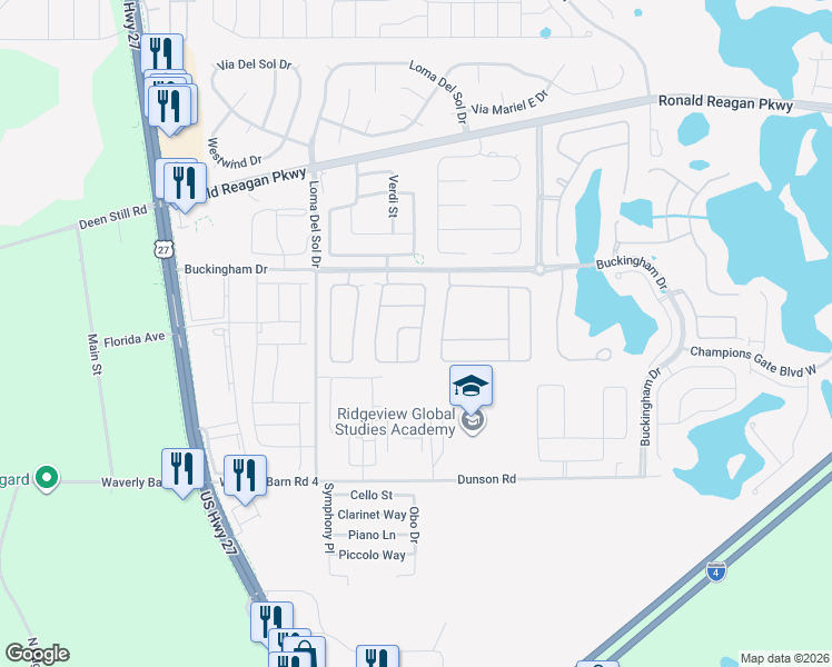 map of restaurants, bars, coffee shops, grocery stores, and more near 249 Richmond Drive in Davenport