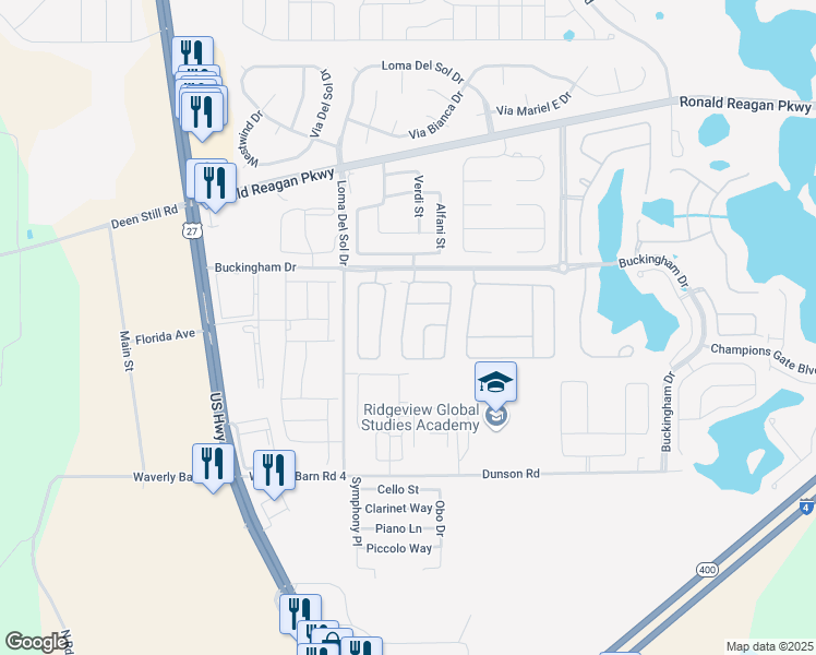 map of restaurants, bars, coffee shops, grocery stores, and more near 259 Henley Circle in Davenport