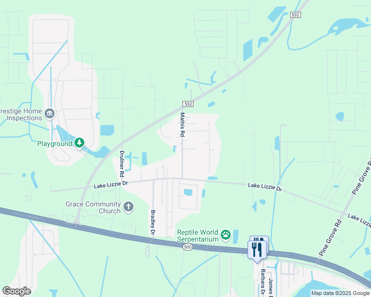 map of restaurants, bars, coffee shops, grocery stores, and more near 1899 Mathis Road in St. Cloud