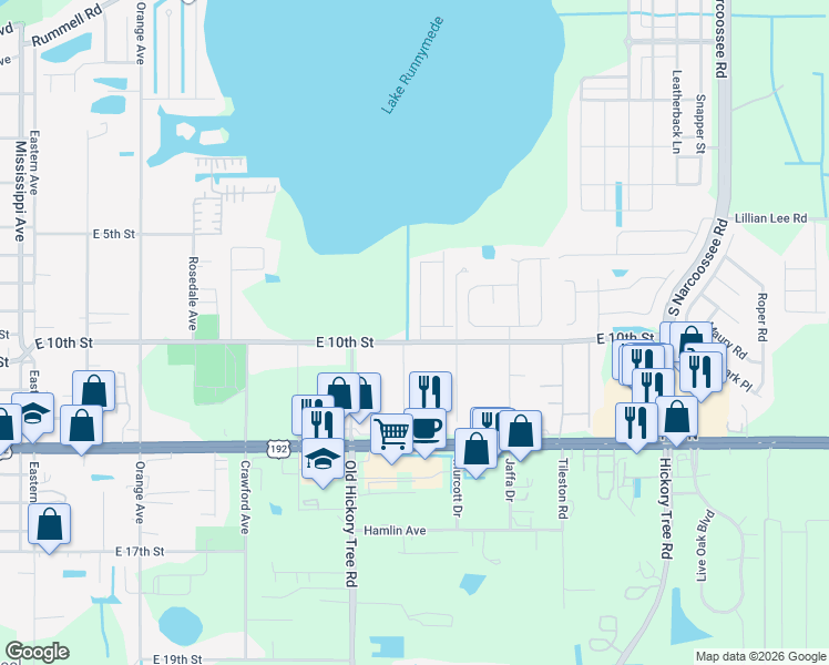 map of restaurants, bars, coffee shops, grocery stores, and more near 1421 East 10th Street in St. Cloud