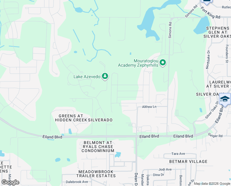 map of restaurants, bars, coffee shops, grocery stores, and more near 6010 Silverado Ranch Boulevard in Zephyrhills
