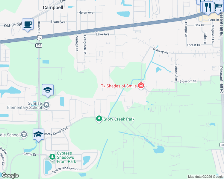 map of restaurants, bars, coffee shops, grocery stores, and more near 1849 Daniels Street in Kissimmee